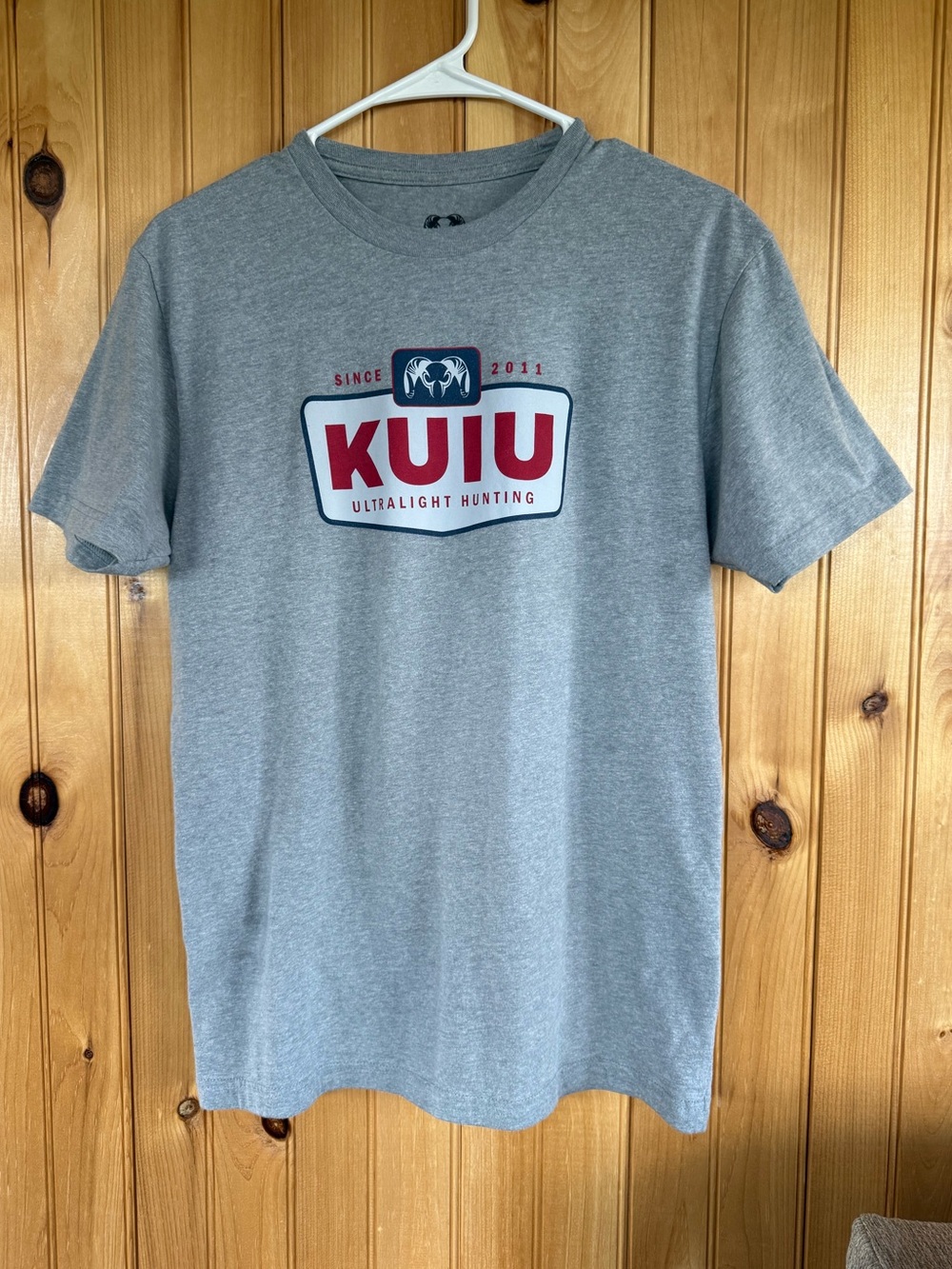 KUIU Gray Short Sleeve Tee with Red Logo